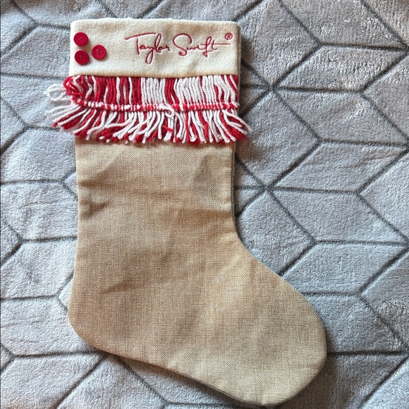 Taylor Swift Other - RARE Taylor Swift Christmas Stocking Debut Tan Beige Red Fringe Debut Fearless